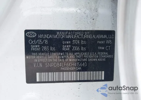 2019 Hyundai Elantra Sel из США, поврежденный, VIN 5NPD84LF6KH415640